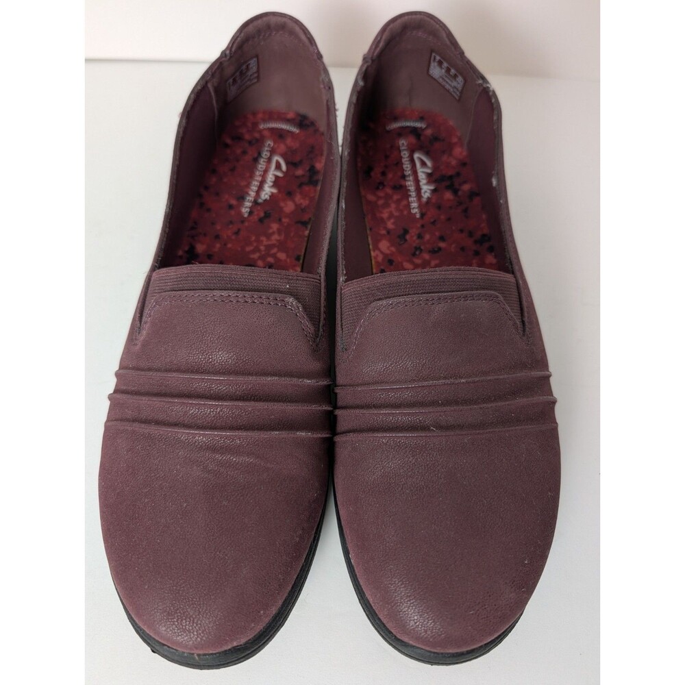 Clarks Cloud Women's Breeze Sol Slip On Flats Shoes Burgundy Size 9.5 M Comfort